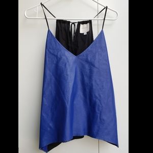 Mason Blue Leather V-neck top